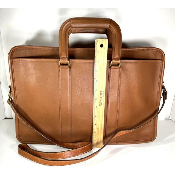 Coach Brown Leather Multi Compartment Briefcase w/ Replacement Strap- Distressed - Picture 5 of 12